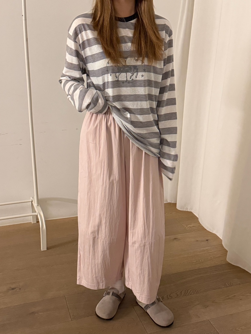 LATTE-P韓國東大門直郵女裝新品熱賣人氣26春夏長袖T恤條紋LATTE-P長袖T恤