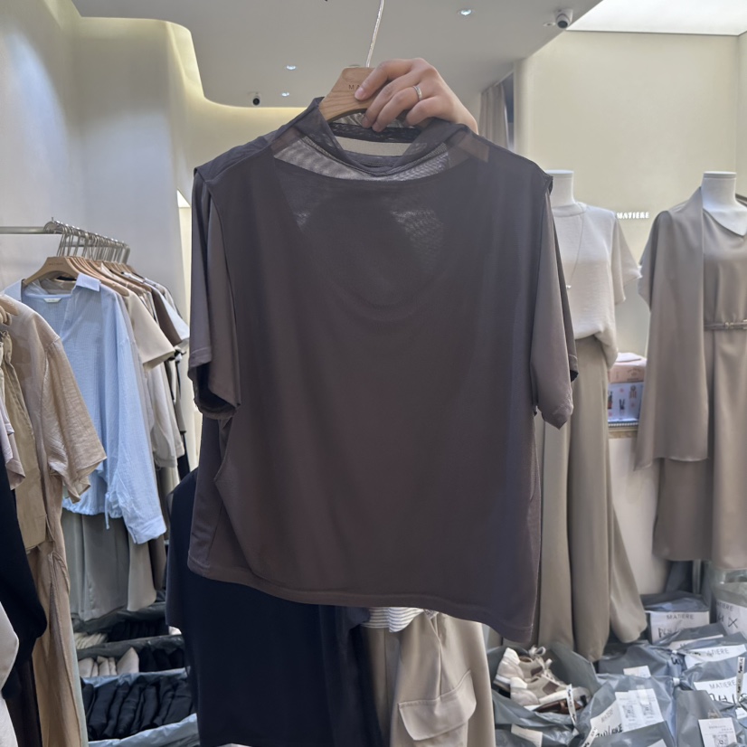 MATIERE韓國直郵實拍女裝新品職業熱賣推薦人氣26春夏T恤MATIERET恤圖色2咖色