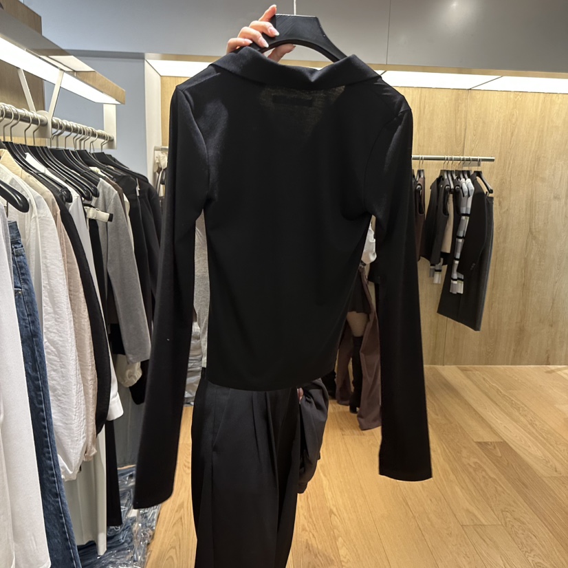 LEFANCY韓國直郵實拍女裝新品休閑熱賣職業推薦長袖T恤開衩LEFANCY長袖T恤