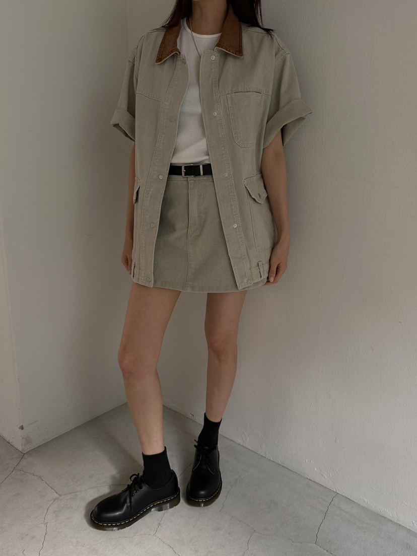 MUSE-P韓國直郵實拍女裝新品職業26春夏短裙不含腰帶水洗MUSE-P短裙