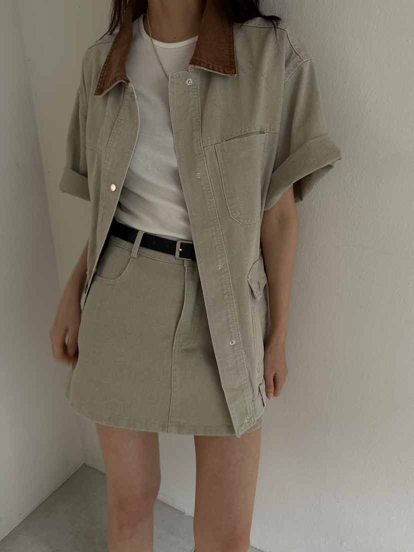 MUSE-P韓國直郵實拍女裝新品職業26春夏短裙不含腰帶水洗MUSE-P短裙