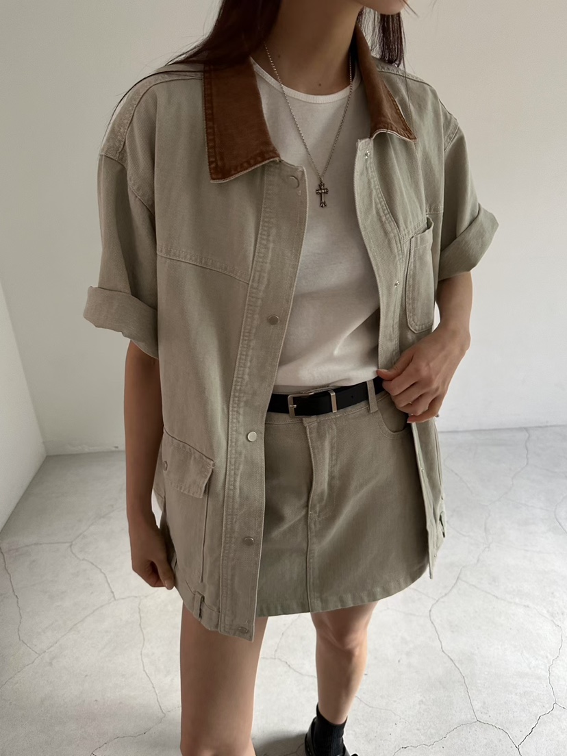 MUSE-P韓國直郵實拍女裝新品職業26春夏短裙不含腰帶水洗MUSE-P短裙