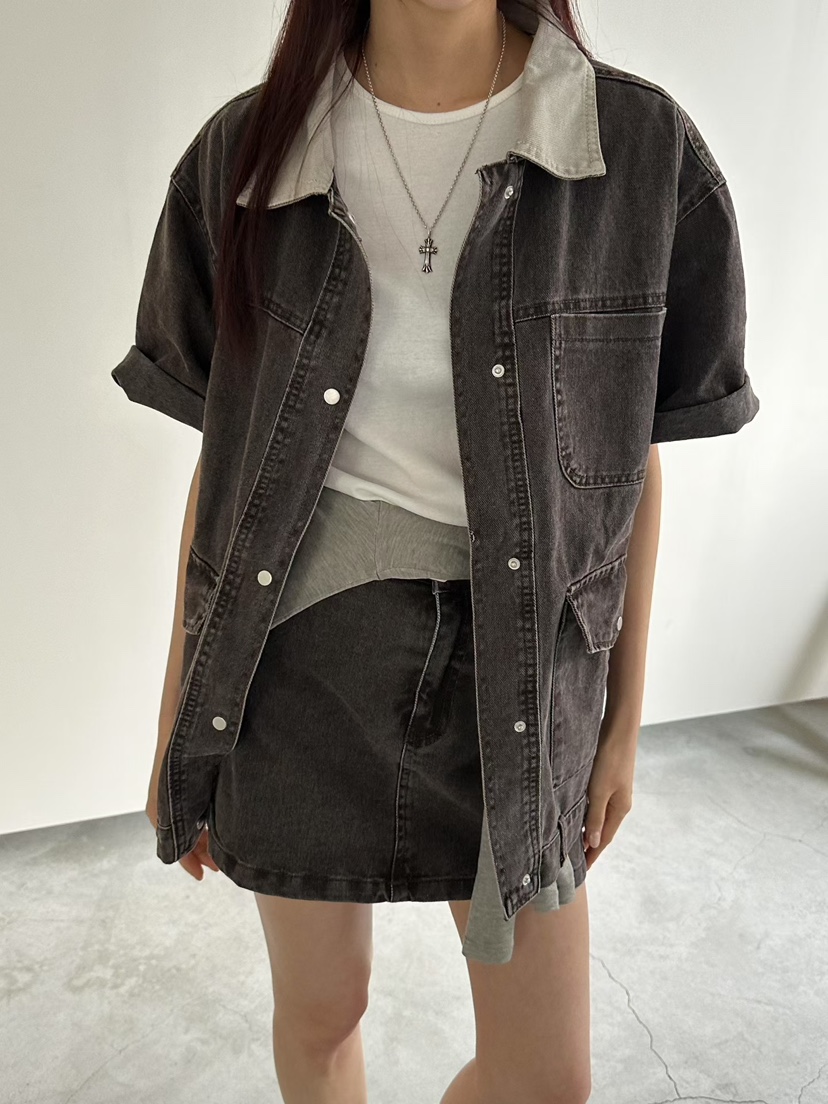 MUSE-P韓國直郵實拍女裝新品職業26春夏短裙不含腰帶水洗MUSE-P短裙