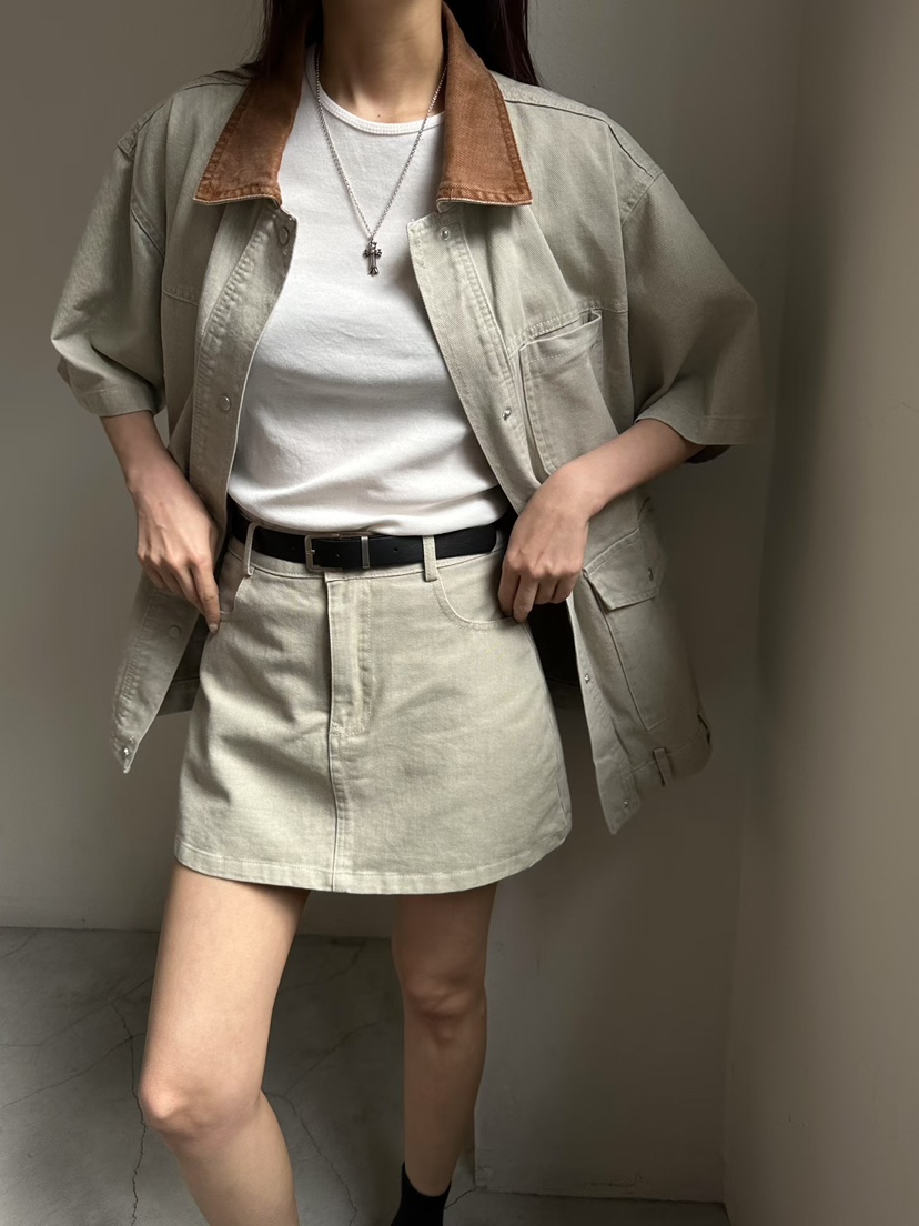 MUSE-P韓國直郵實拍女裝新品職業26春夏短裙不含腰帶水洗MUSE-P短裙