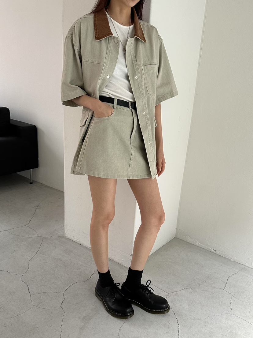 MUSE-P韓國直郵實拍女裝新品職業26春夏短裙不含腰帶水洗MUSE-P短裙