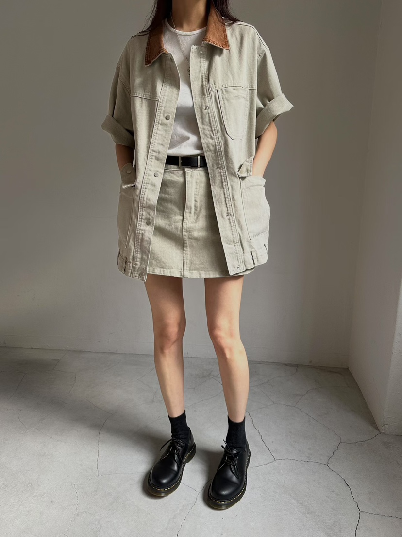 MUSE-P韓國直郵實拍女裝新品職業26春夏短裙不含腰帶水洗MUSE-P短裙