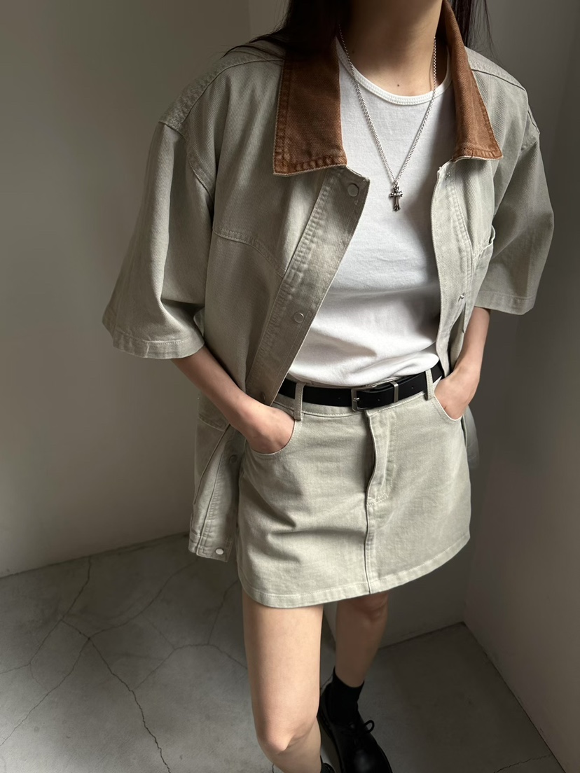 MUSE-P韓國直郵實拍女裝新品職業26春夏短裙不含腰帶水洗MUSE-P短裙