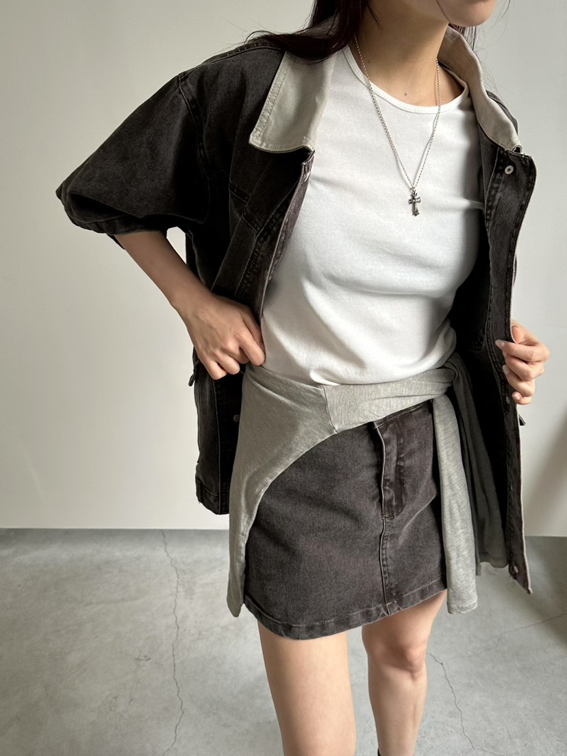 MUSE-P韓國直郵實拍女裝新品職業26春夏短裙不含腰帶水洗MUSE-P短裙