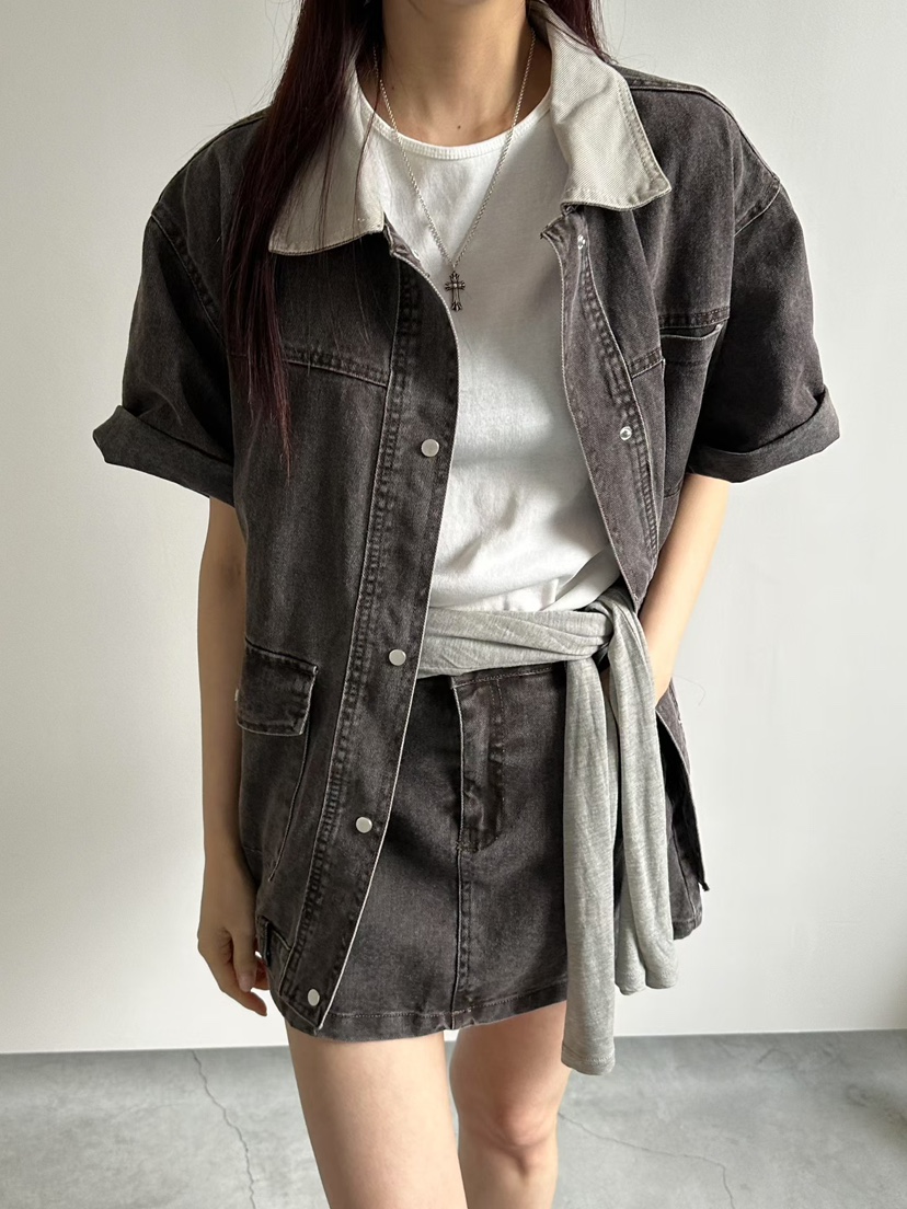 MUSE-P韓國直郵實拍女裝新品職業26春夏短裙不含腰帶水洗MUSE-P短裙