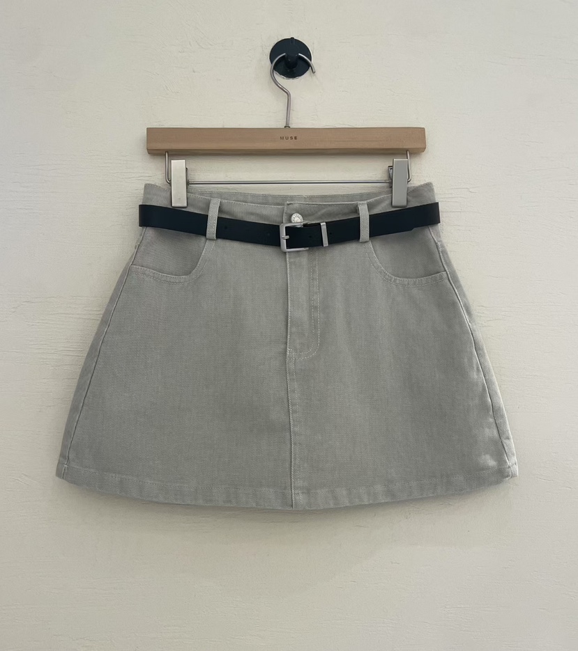 MUSE-P韓國直郵實拍女裝新品職業26春夏短裙不含腰帶水洗MUSE-P短裙圖色1