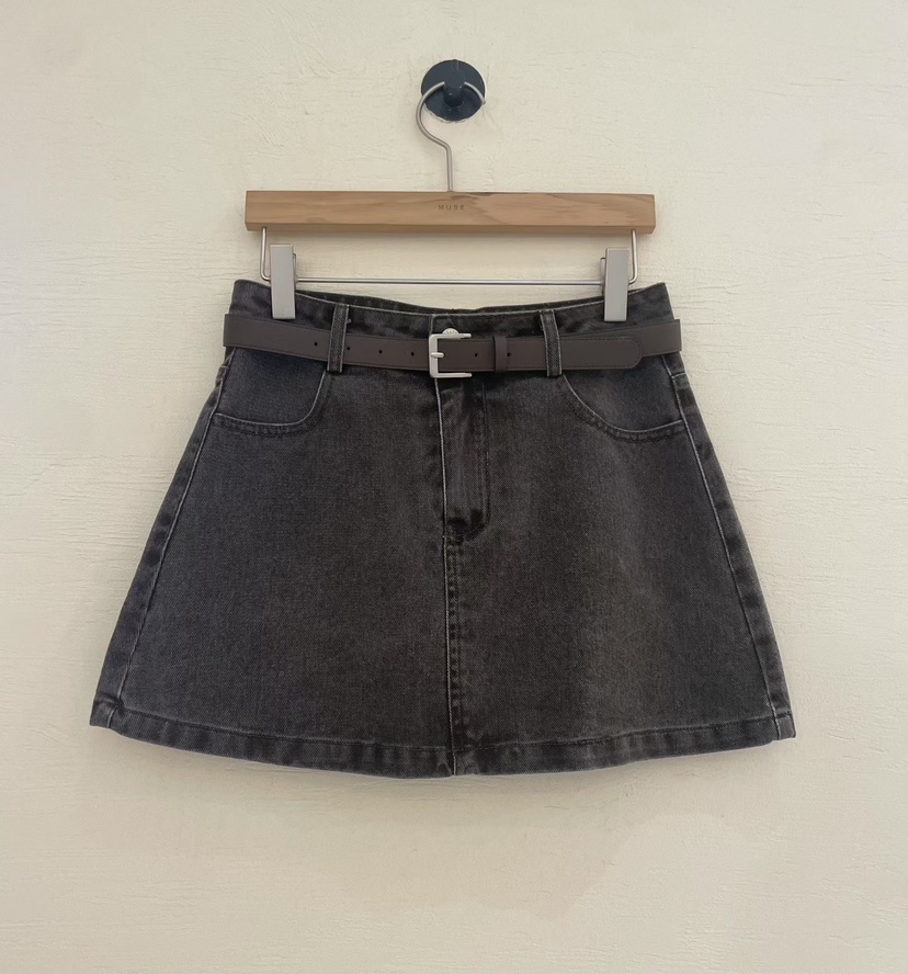 MUSE-P韓國直郵實拍女裝新品職業26春夏短裙不含腰帶水洗MUSE-P短裙圖色2