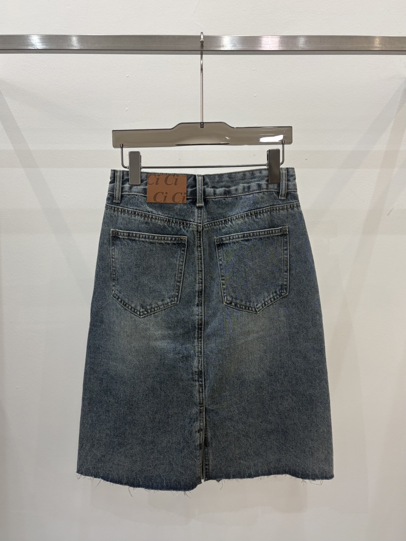 CICI韓國直郵實拍女裝新品休閑26春夏半身裙中短裙水洗牛仔布Ci Ci半身裙/中短裙