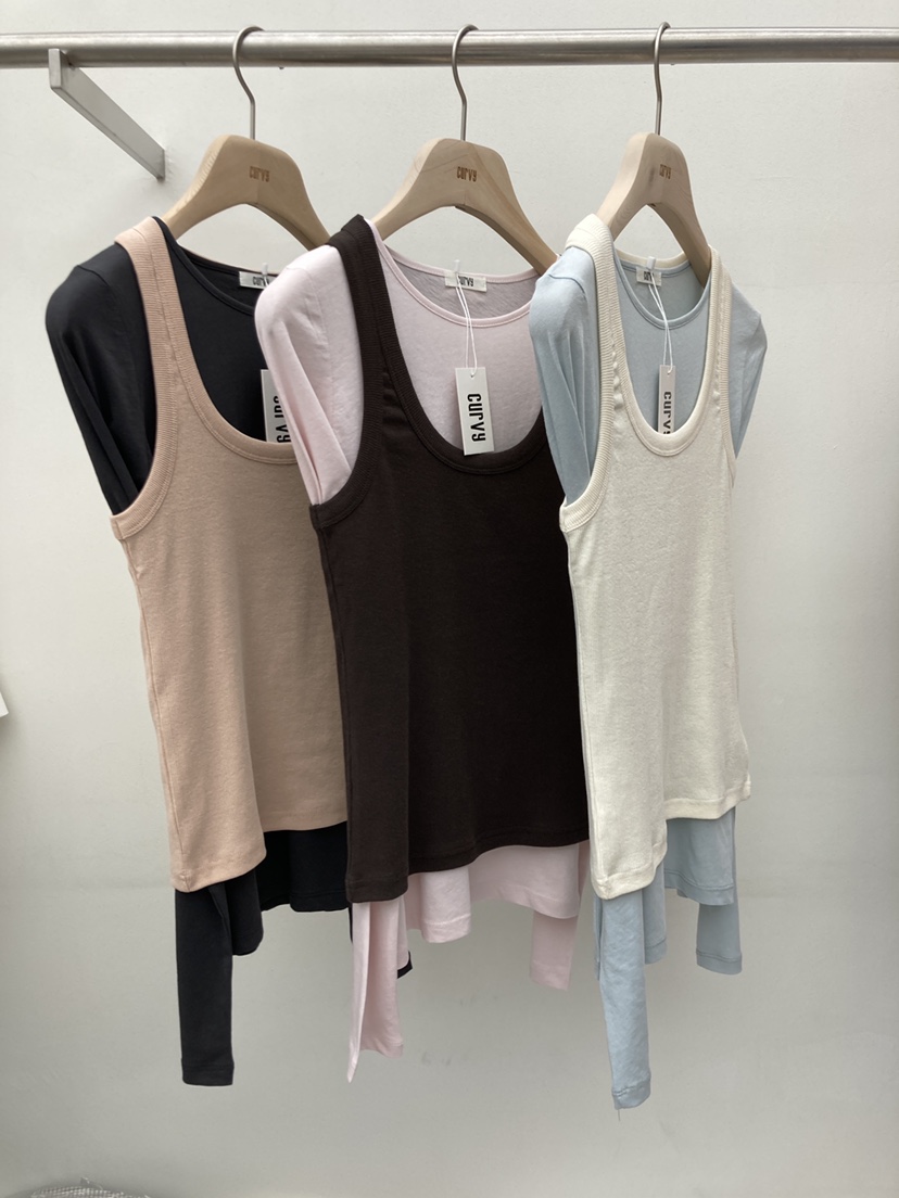 CURVY韓國東大門直郵女裝新品時尚熱賣吊帶背心不含內搭羅紋CURVY吊帶/背心