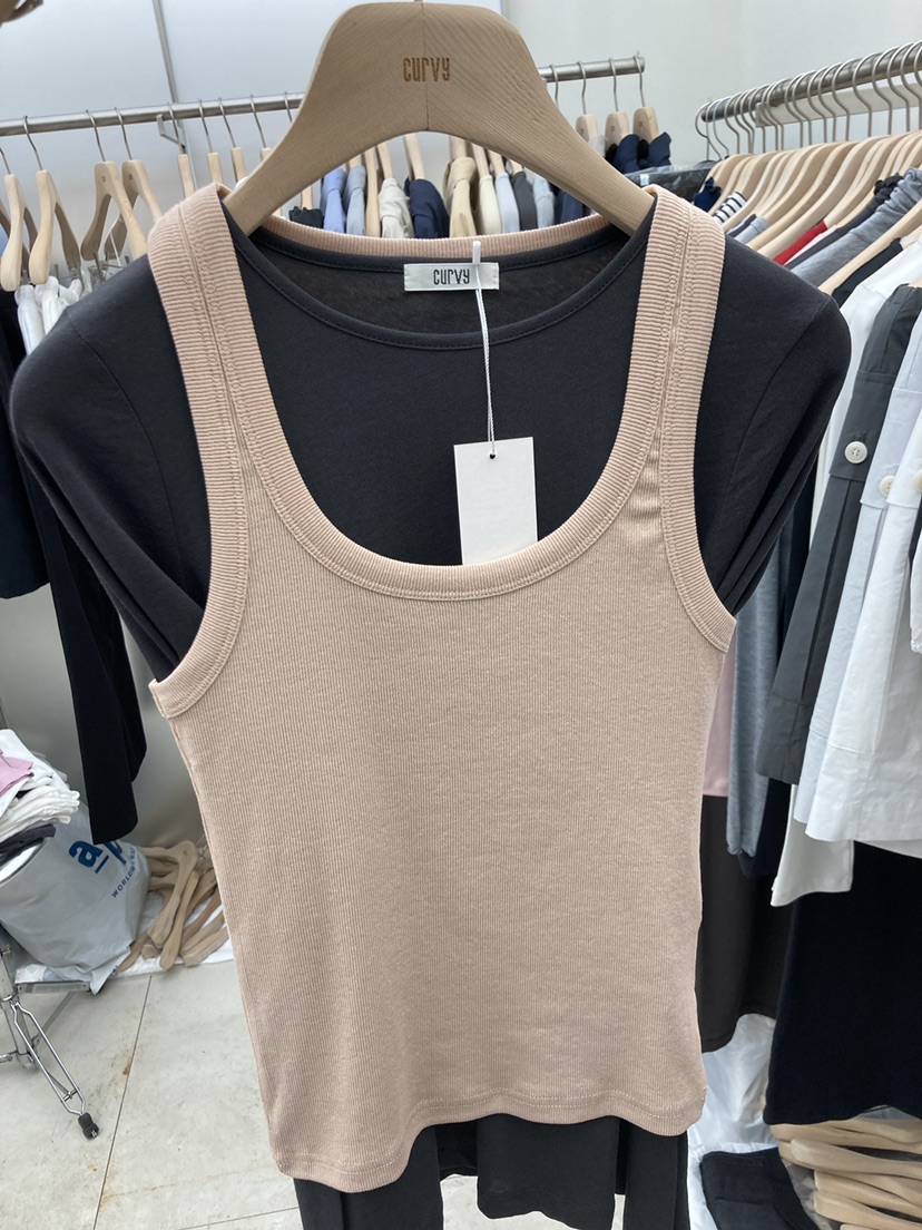 CURVY韓國東大門直郵女裝新品時尚熱賣吊帶背心不含內搭羅紋CURVY吊帶/背心圖色2