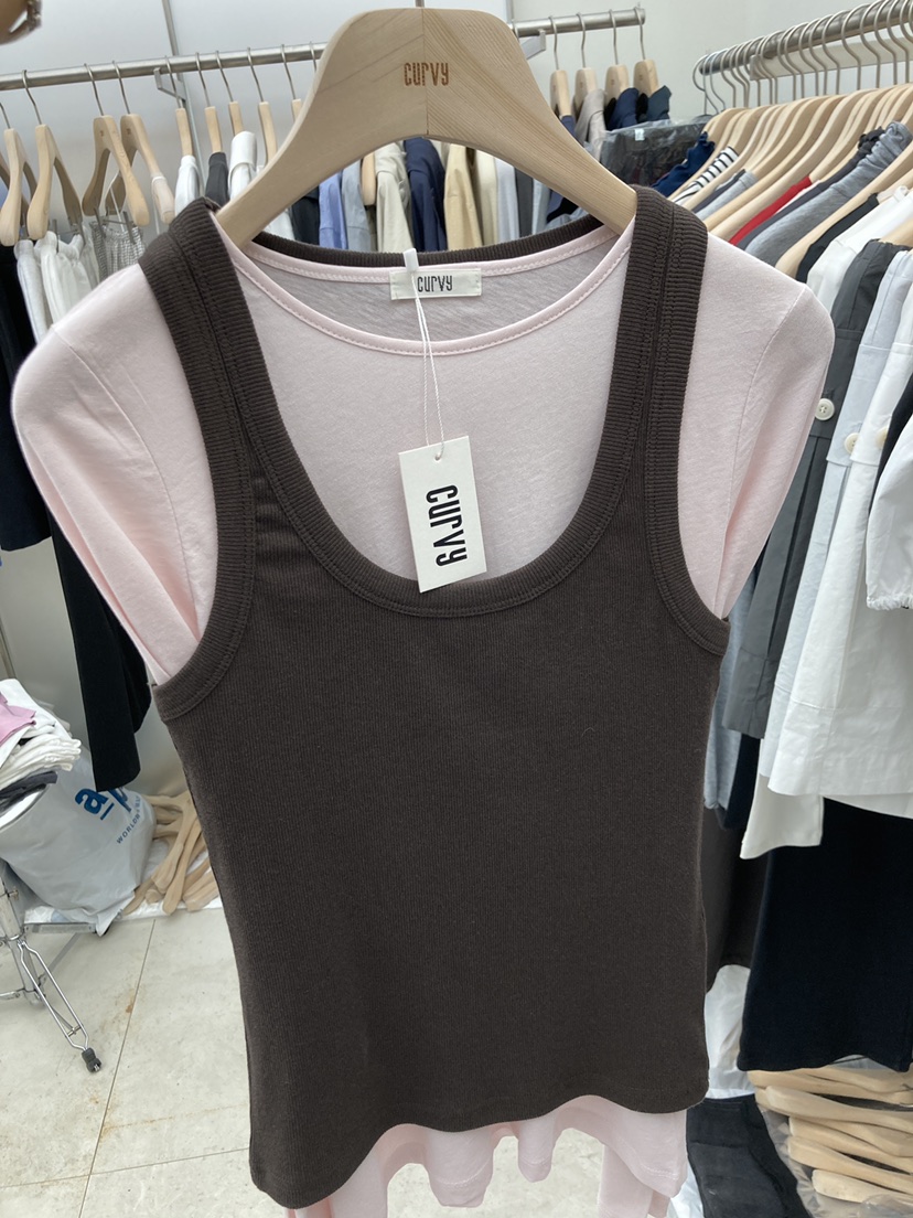 CURVY韓國東大門直郵女裝新品時尚熱賣吊帶背心不含內搭羅紋CURVY吊帶/背心圖色3