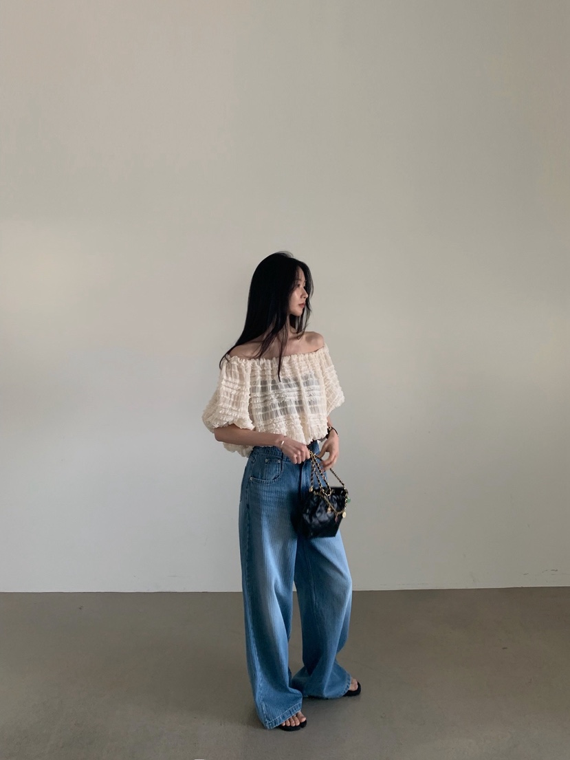 VERANDA韓國東大門直郵女士新品熱賣襯衫蕾絲衫荷葉邊露肩VERANDA襯衫/蕾絲衫