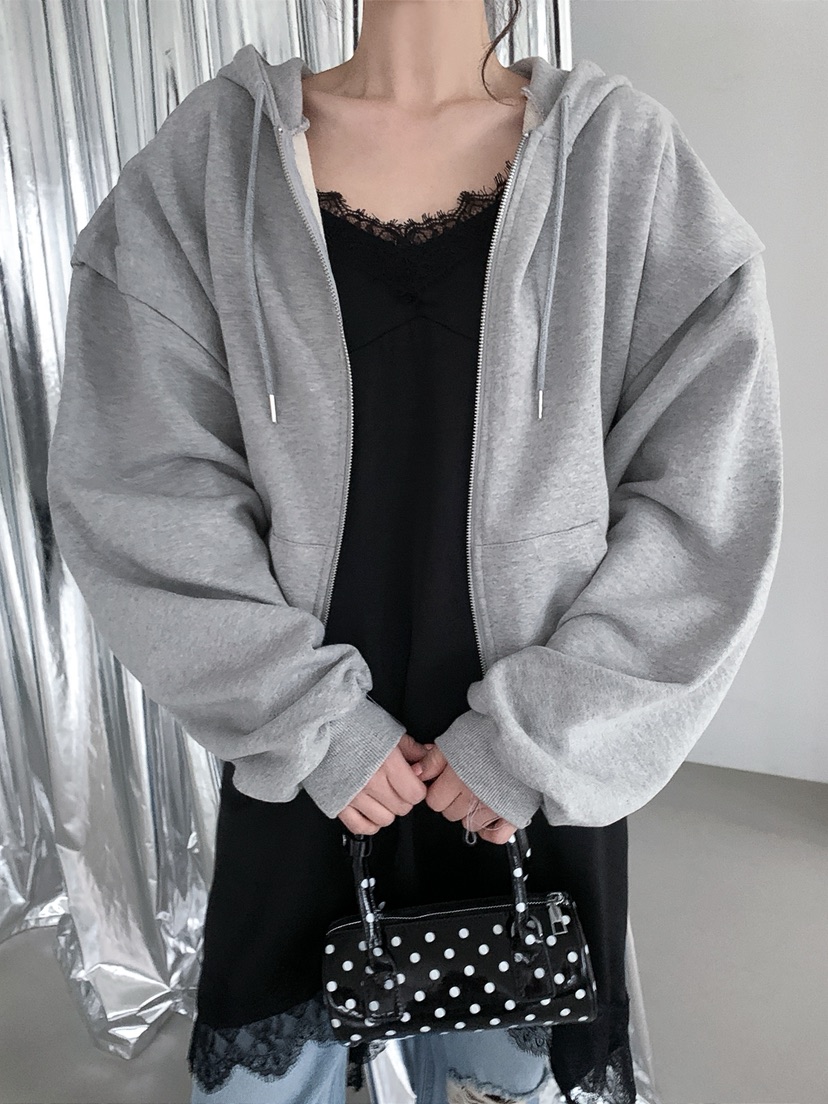 VERANDA韓國東大門代購女裝新款時尚休閑夾克拉鏈連帽衫寬松VERANDA夾克