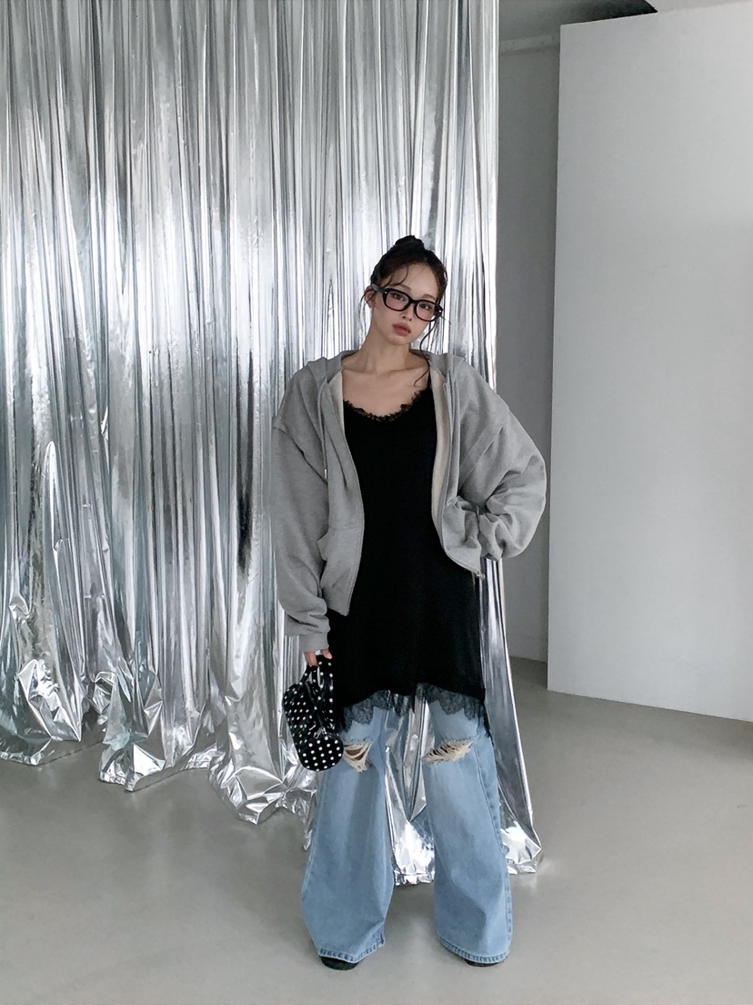 VERANDA韓國東大門代購女裝新款時尚休閑夾克拉鏈連帽衫寬松VERANDA夾克