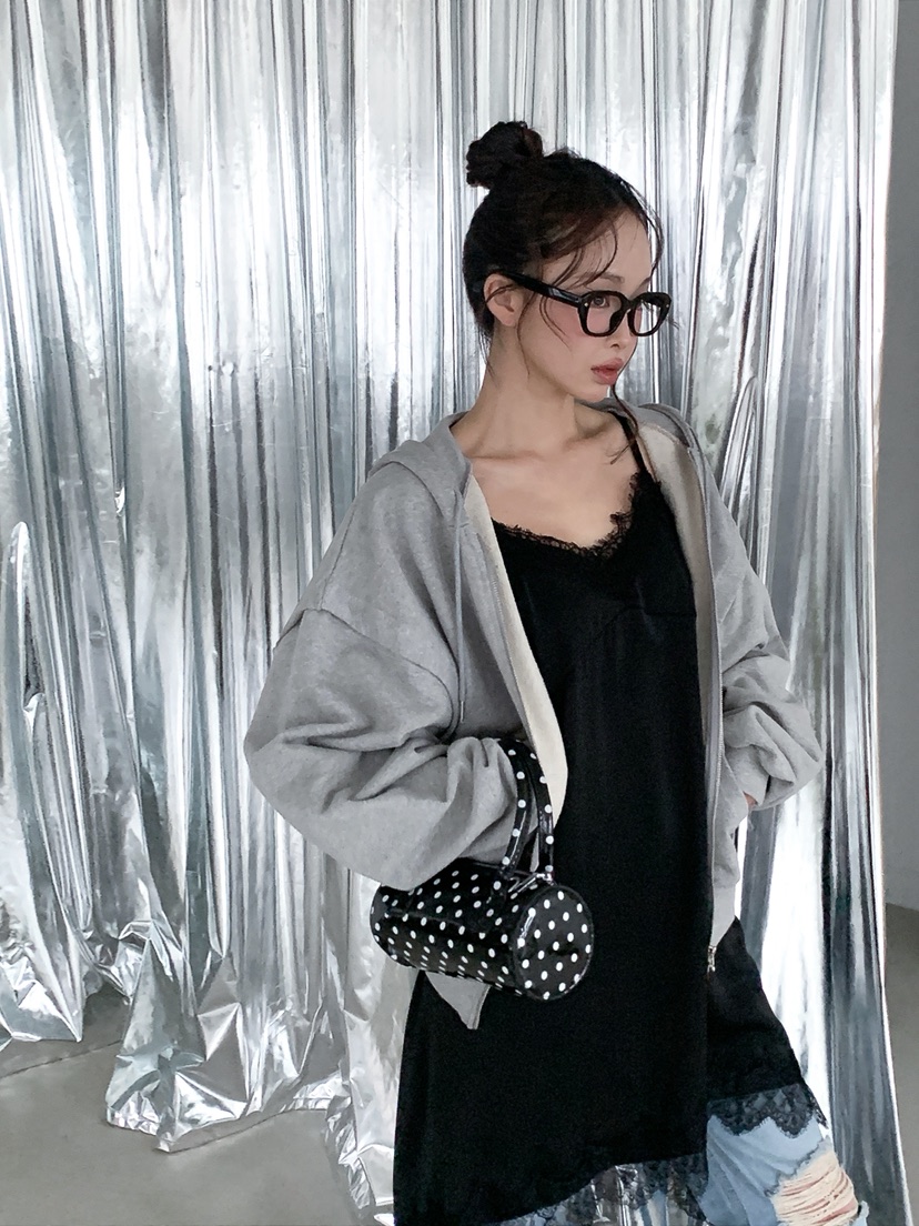 VERANDA韓國東大門代購女裝新款時尚休閑夾克拉鏈連帽衫寬松VERANDA夾克