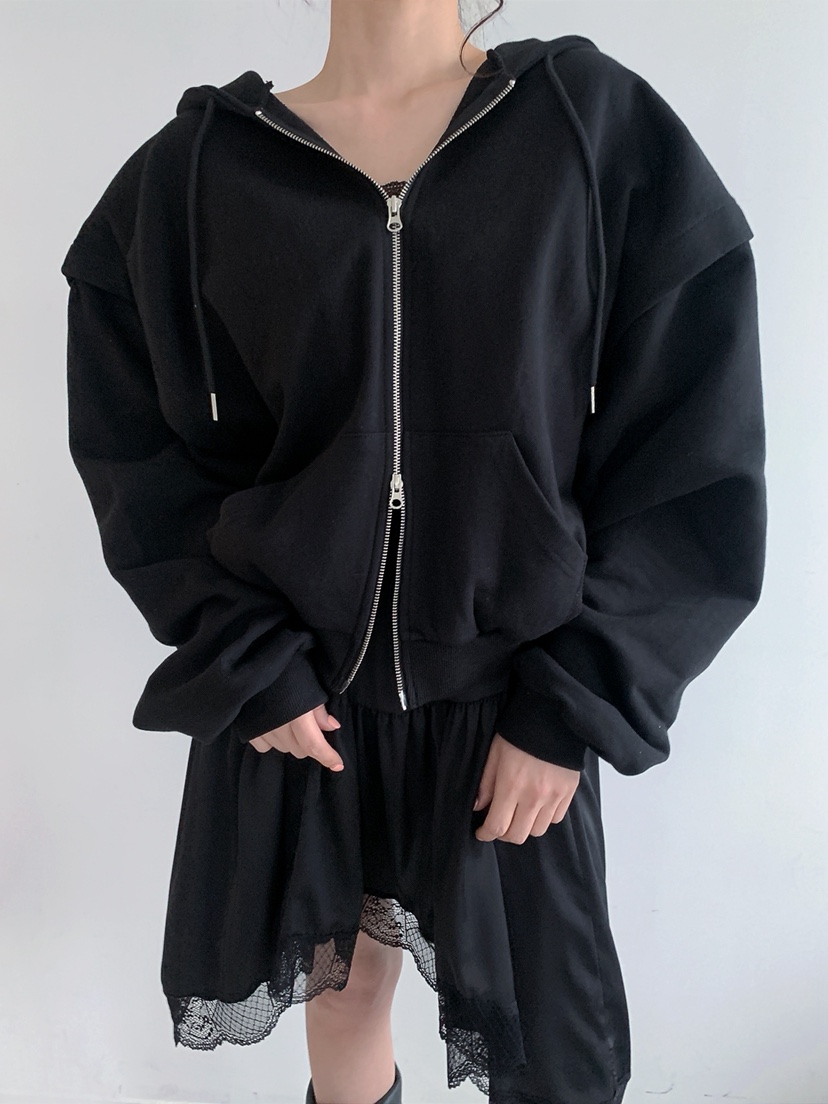 VERANDA韓國東大門代購女裝新款時尚休閑夾克拉鏈連帽衫寬松VERANDA夾克