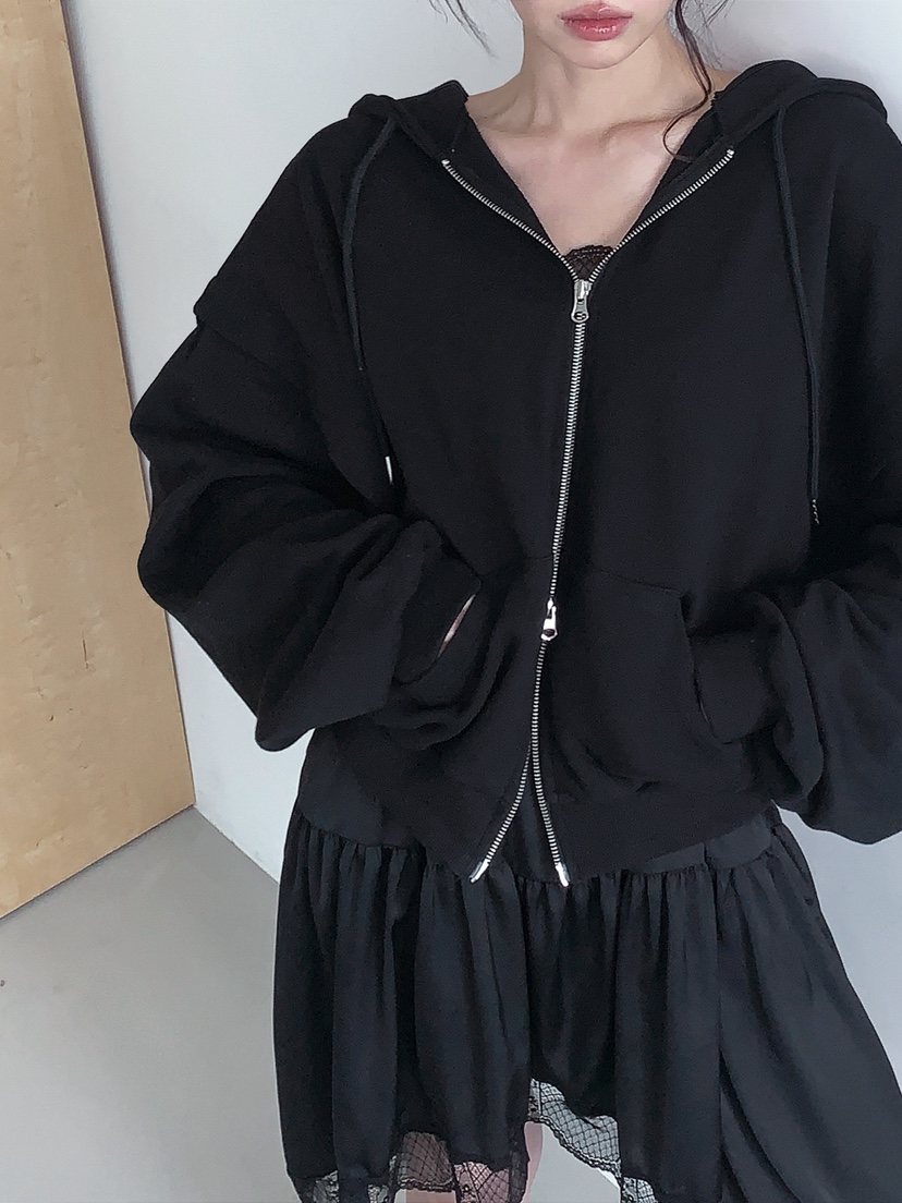 VERANDA韓國東大門代購女裝新款時尚休閑夾克拉鏈連帽衫寬松VERANDA夾克