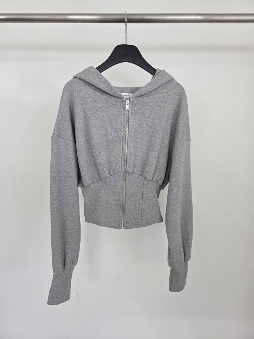 VERANDA韓國東大門直郵女裝新品時尚熱賣夾克拉鏈連帽衫短款VERANDA夾克圖色1
