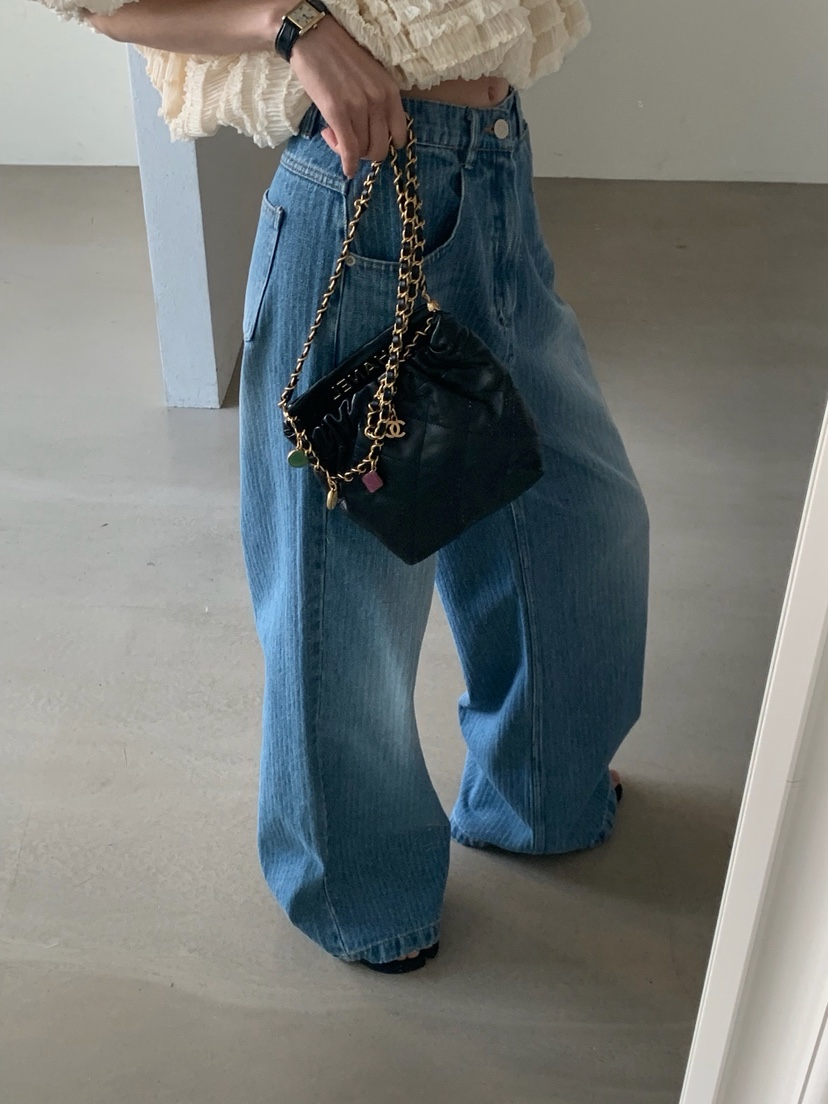 VERANDA韓國東大門代購女士新品休閑26春夏職業牛仔褲條紋VERANDA牛仔褲