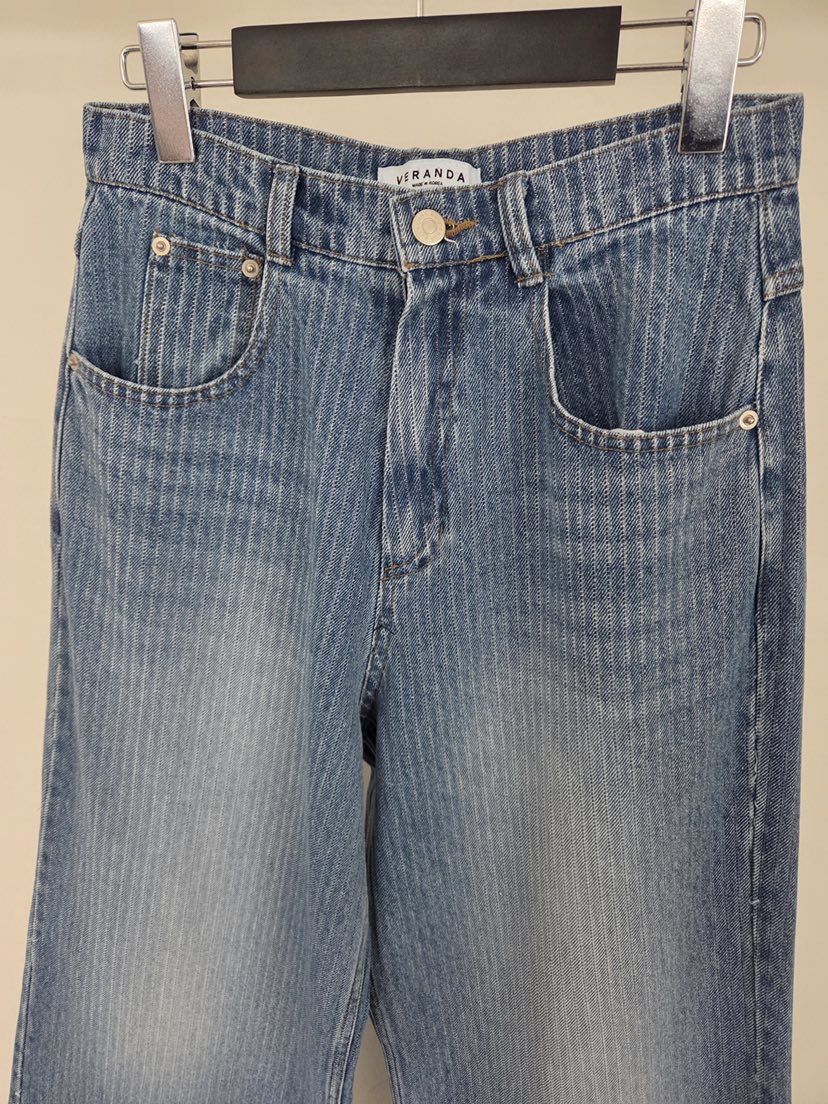 VERANDA韓國東大門代購女士新品休閑26春夏職業牛仔褲條紋VERANDA牛仔褲
