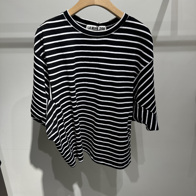 LAMINEDOR韓國東大門代購女士新款推薦26春夏時尚職業T恤LA MINE DORT恤圖色2白色條紋