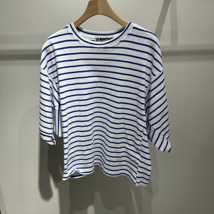 LAMINEDOR韓國東大門代購女士新款推薦26春夏時尚職業T恤LA MINE DORT恤圖色3藍色條紋