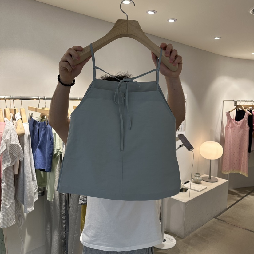 ROOM K-P韓國東大門代購女裝新品人氣26春夏吊帶背心亞麻roomk吊帶/背心