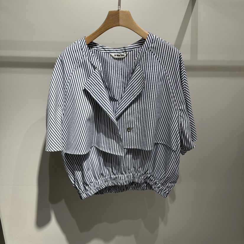 LAMINEDOR韓國東大門代購女士新款休閑熱賣推薦襯衫蕾絲衫LA MINE DOR襯衫/蕾絲衫圖色1藍色條紋