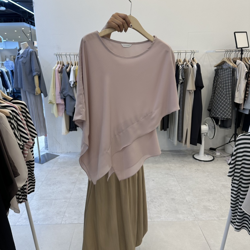 FUNNY POWDER韓國東大門代購女士新款休閑襯衫蕾絲衫不對稱THE FUNNY襯衫/蕾絲衫圖色2