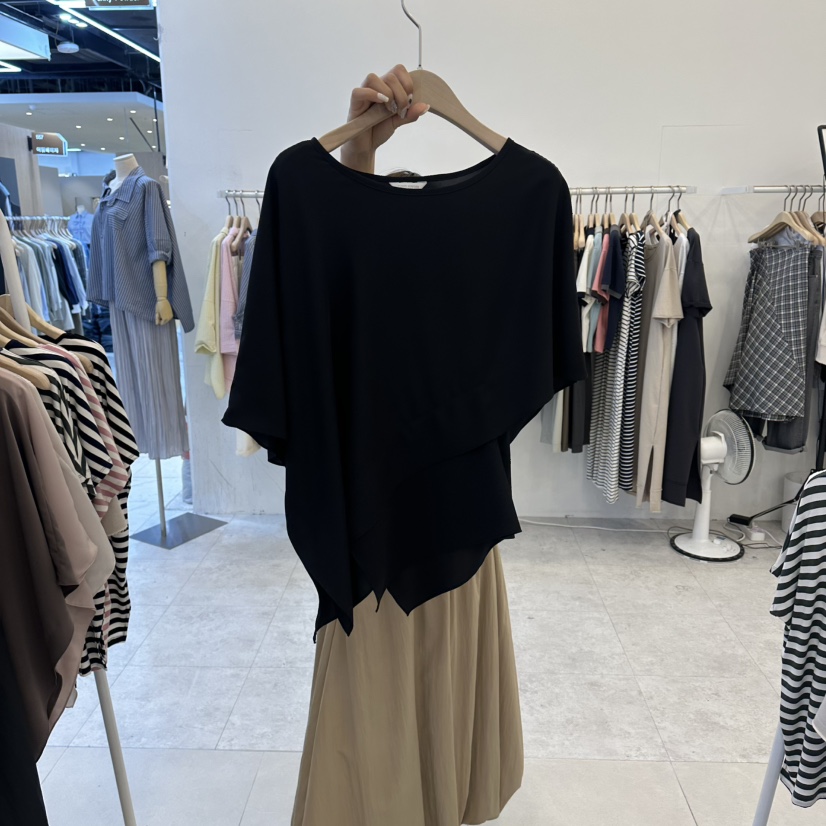 FUNNY POWDER韓國東大門代購女士新款休閑襯衫蕾絲衫不對稱THE FUNNY襯衫/蕾絲衫圖色4