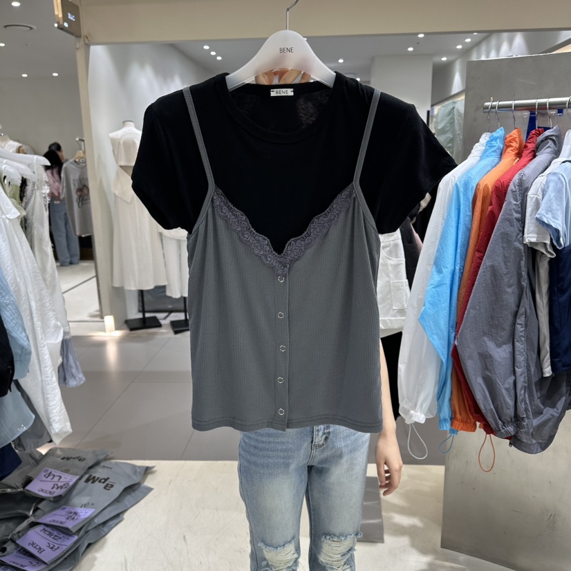 BENE韓國直郵實拍女裝新品熱賣推薦休閑時尚26春夏職業T恤BENET恤圖色3