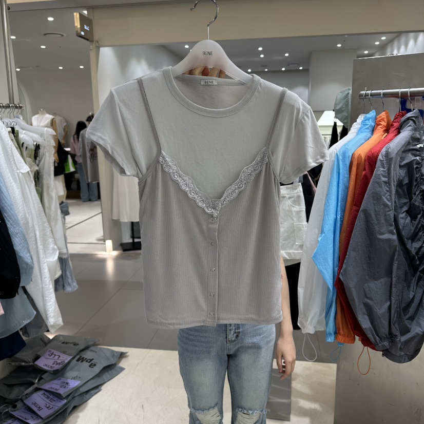 BENE韓國直郵實拍女裝新品熱賣推薦休閑時尚26春夏職業T恤BENET恤圖色4