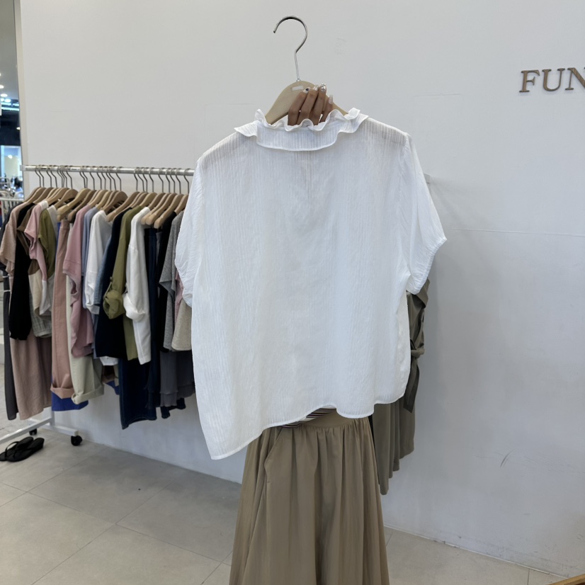 FUNNY POWDER韓國直郵實拍女士新款熱賣時尚休閑襯衫蕾絲衫THE FUNNY襯衫/蕾絲衫