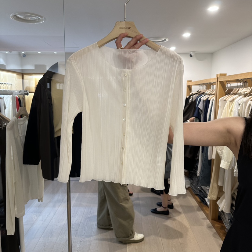 ROUNDER韓國東大門代購女裝新品26春夏推薦針織衫褶裥紐扣ROUNDER針織衫圖色1