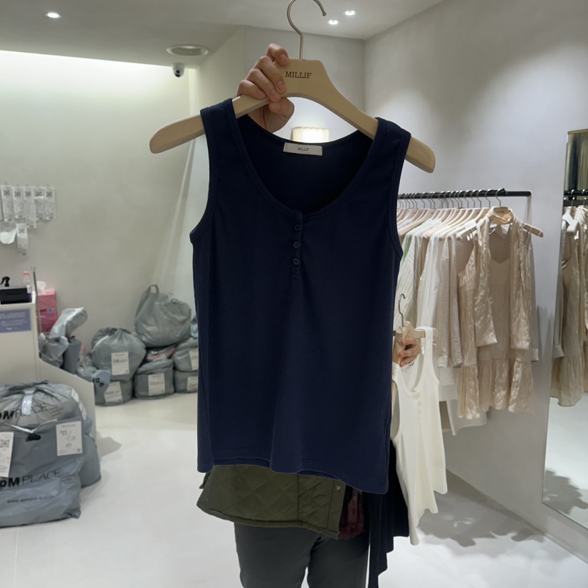 MILLIF韓國東大門直郵女裝新品時尚熱賣人氣職業吊帶背心MILLIF吊帶/背心圖色2藏藍