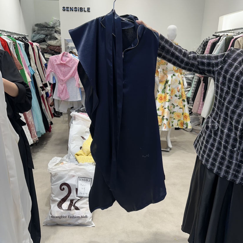 SENSIBLE-S韓國直郵女裝新款職業連衣裙不對稱含腰帶拉鏈長款SENSIBLE連衣裙圖色2