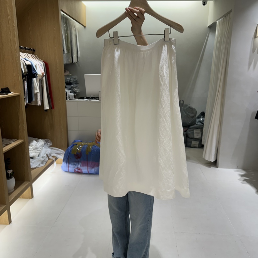 MILLIF韓國代購女士新品人氣職業半身裙中短裙亞麻布紐扣MILLIF半身裙/中短裙