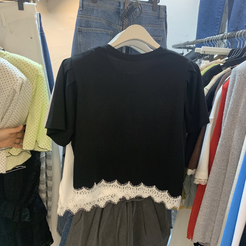 OZ韓國東大門直郵女士新品推薦熱賣職業時尚26春夏T恤蕾絲OZ.ounceT恤