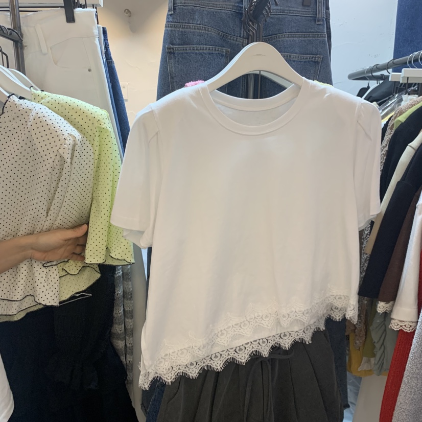 OZ韓國東大門直郵女士新品推薦熱賣職業時尚26春夏T恤蕾絲OZ.ounceT恤圖色2