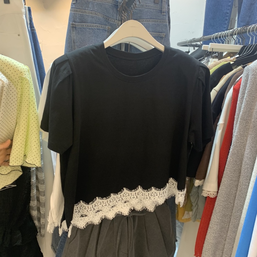 OZ韓國東大門直郵女士新品推薦熱賣職業時尚26春夏T恤蕾絲OZ.ounceT恤圖色3