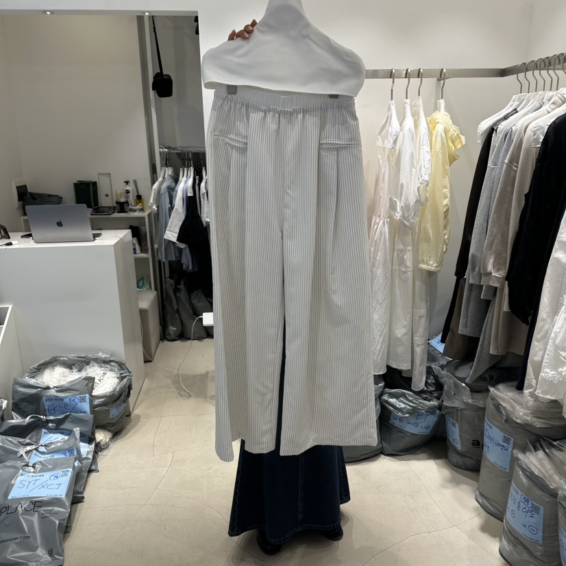 RICH SISTER韓國東大門代購女裝新品職業人氣休閑褲條紋RICH SISTER休閑褲圖色2黑色線條