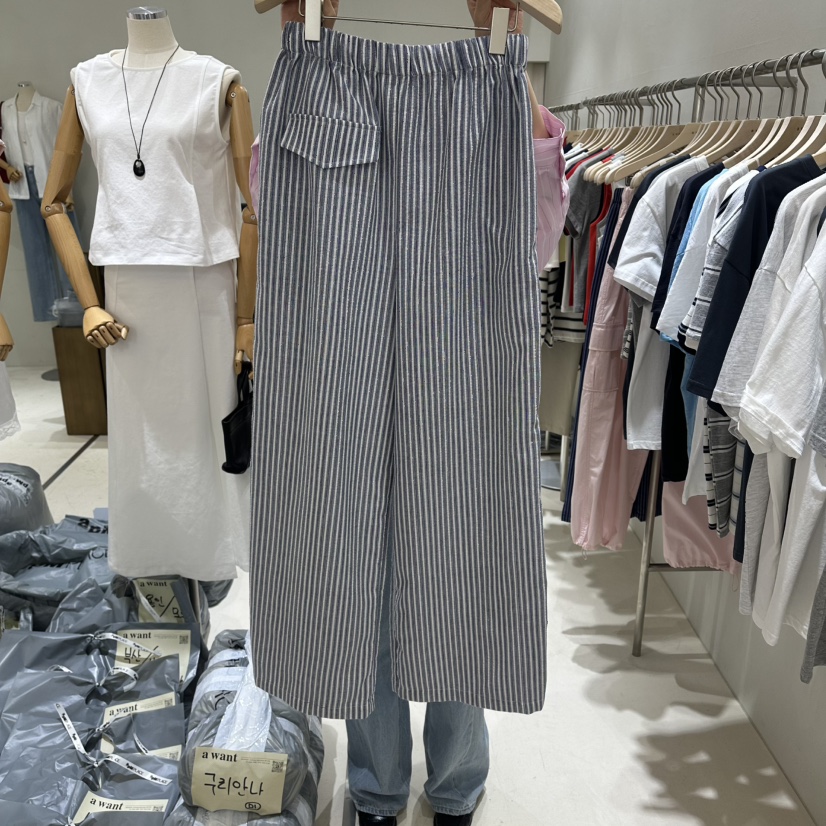 A WANT韓國代購女裝新品職業26春夏熱賣人氣推薦休閑褲條紋A WANT休閑褲