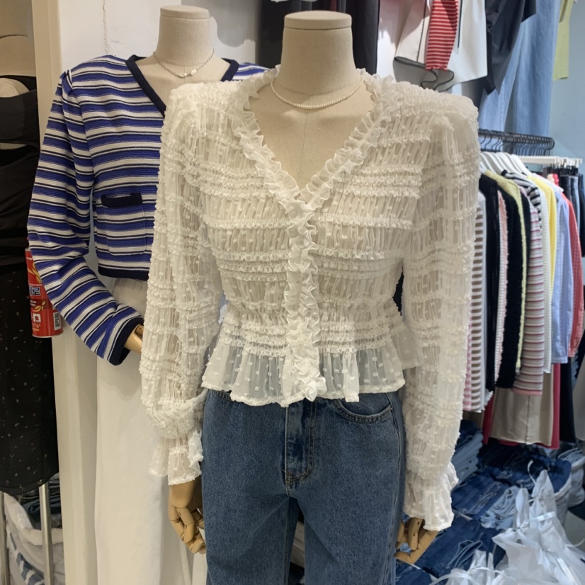 OZ韓國直郵實拍女裝新品人氣推薦職業休閑26春夏襯衫蕾絲衫OZ.ounce襯衫/蕾絲衫圖色1