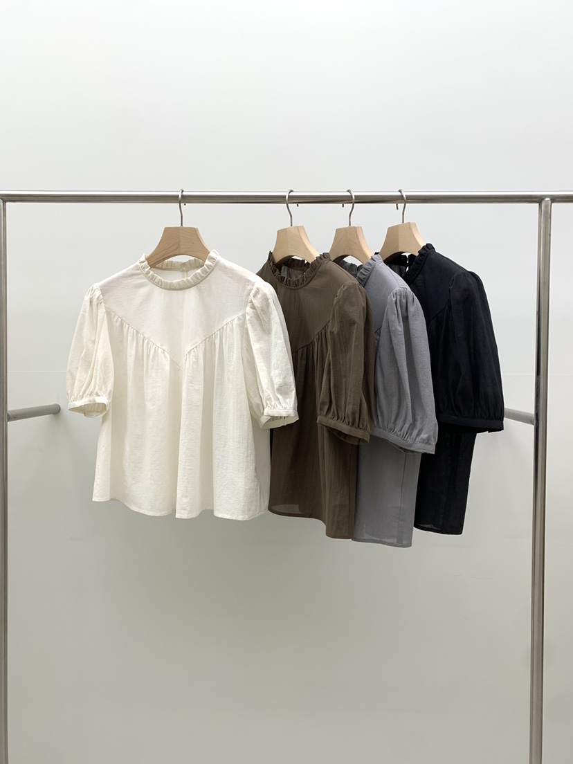 LEGACY BONE韓國直郵女士新品人氣26春夏襯衫蕾絲衫褶皺LEGACY BONE襯衫/蕾絲衫