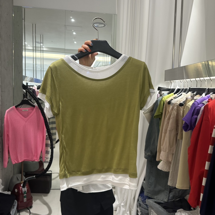 ARTE STUDIO/ATTENTION EDITORIAL韓國東大門代購女士新品26春夏T恤假兩件船領雙層ARTE StudioT恤圖色2