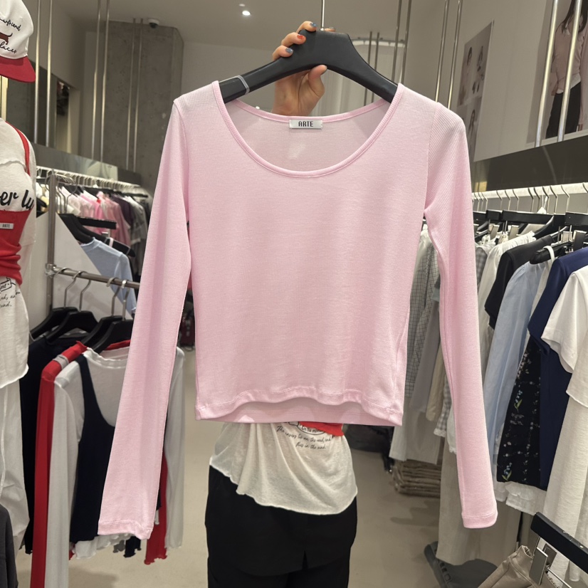 ARTE STUDIO/ATTENTION EDITORIAL韓國東大門代購女士新款人氣長袖T恤不含內搭U領ARTE Studio長袖T恤圖色3
